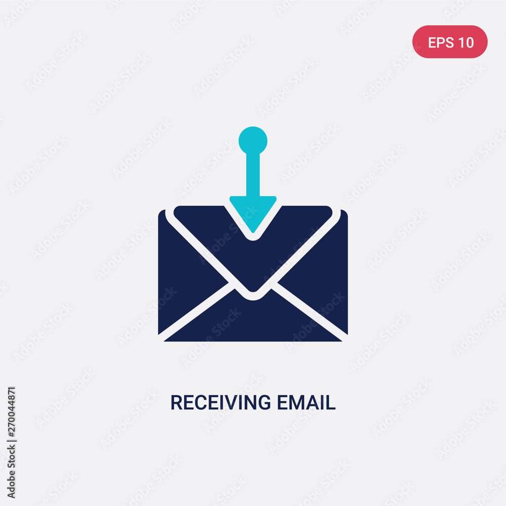 Poster two color receiving email vector icon from communication concept. isolated blue receiving email vect