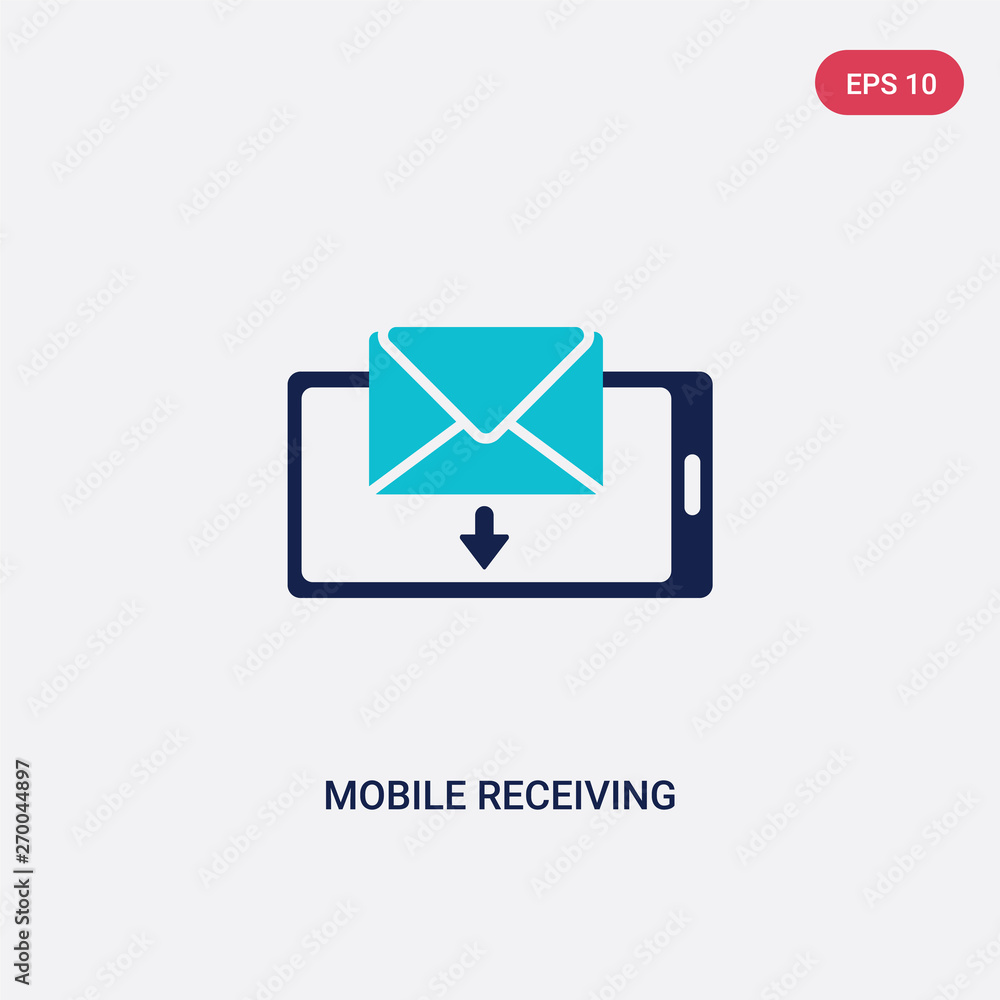Poster two color mobile receiving email vector icon from communication concept. isolated blue mobile receiv