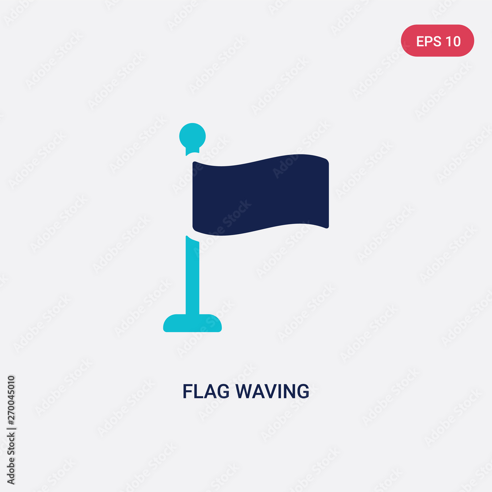 Poster two color flag waving vector icon from communications concept. isolated blue flag waving vector sign