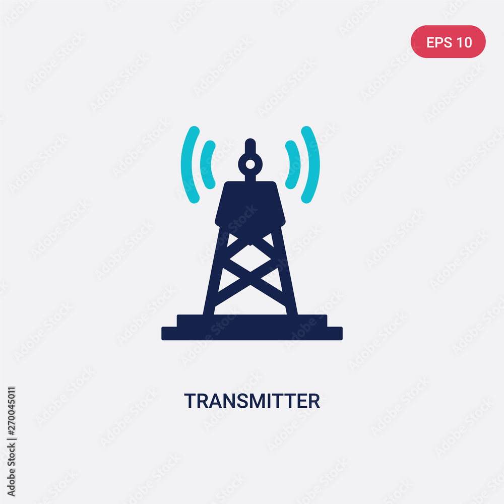 Poster two color transmitter vector icon from communication concept. isolated blue transmitter vector sign 