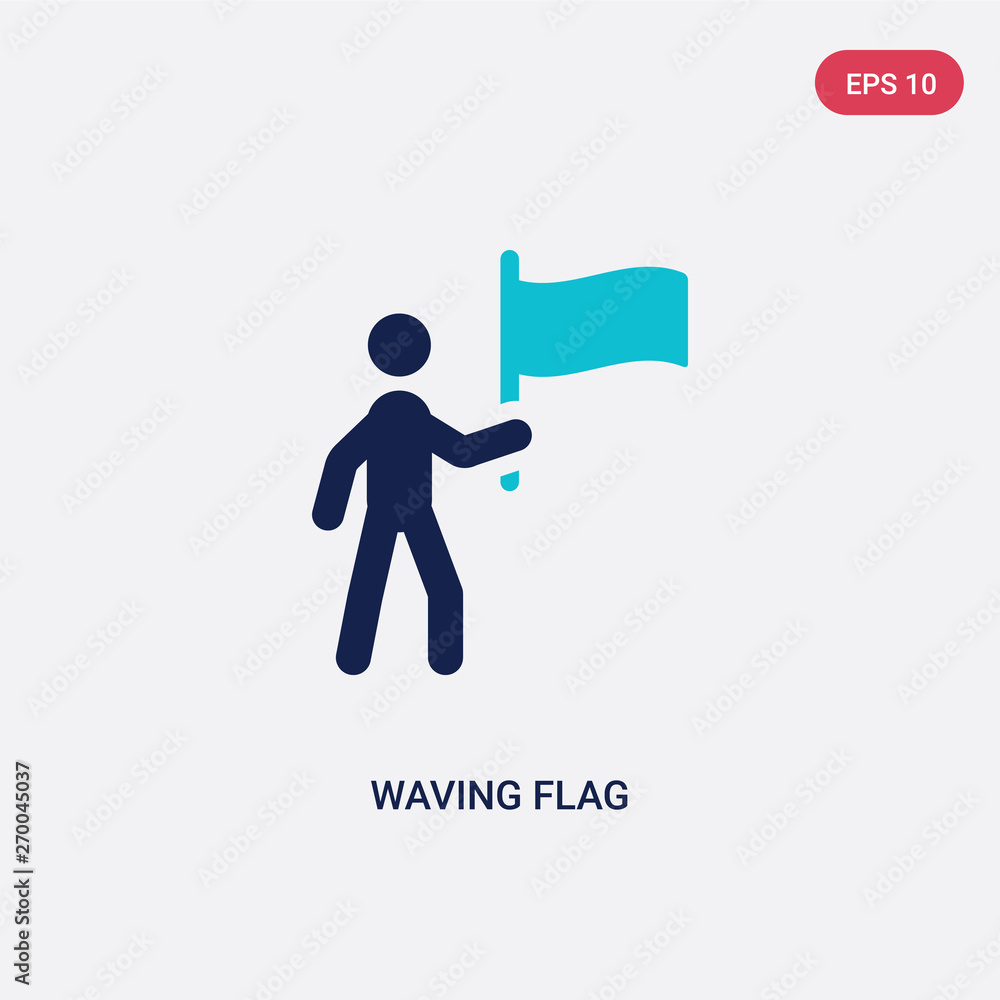 Poster two color waving flag vector icon from communications concept. isolated blue waving flag vector sign