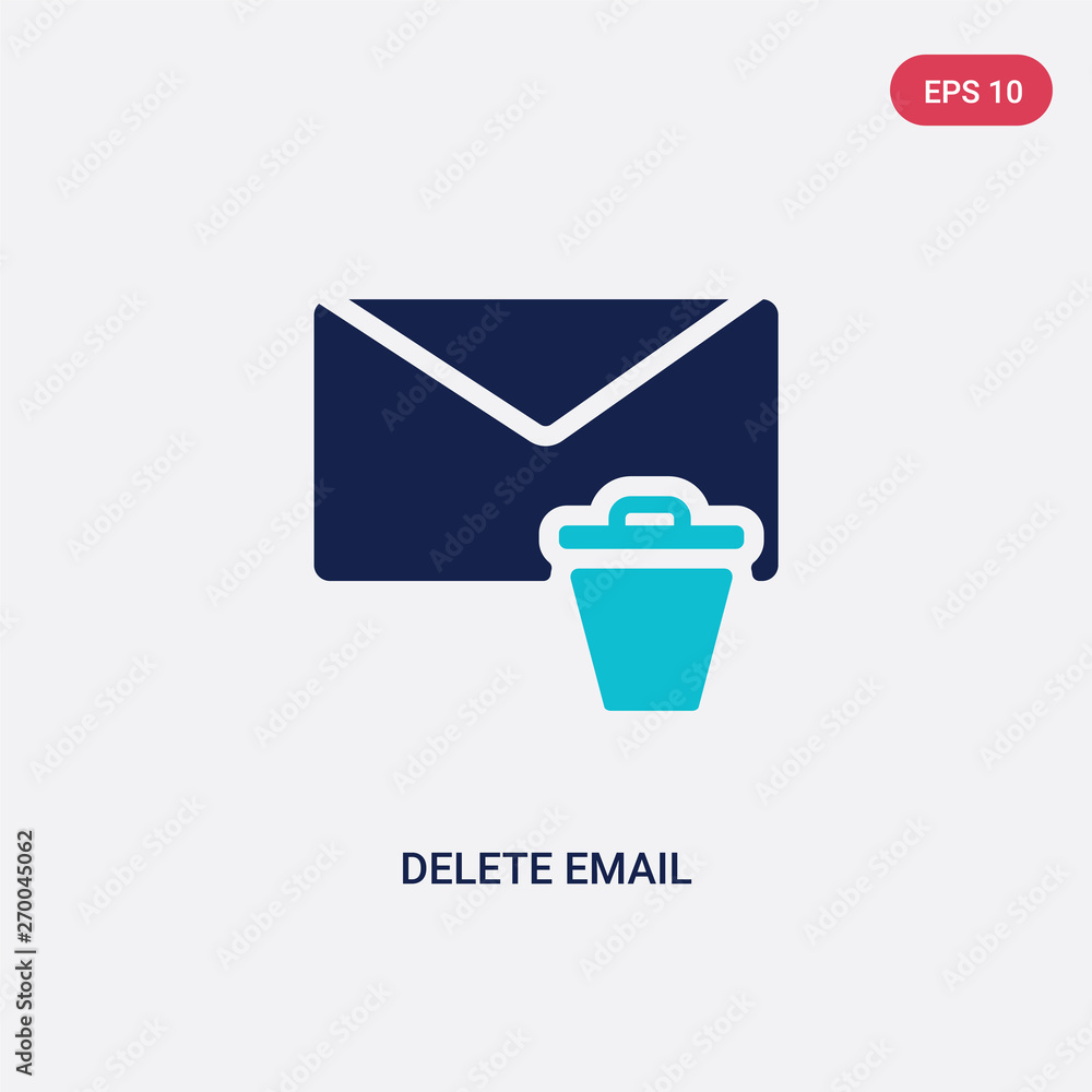 Poster two color delete email vector icon from communications concept. isolated blue delete email vector si