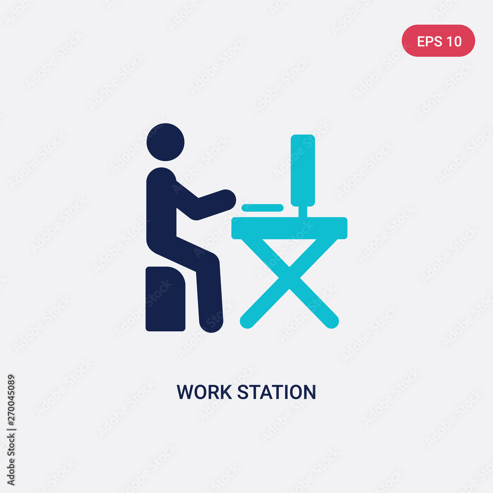 Aufkleber two color work station vector icon from computer concept. isolated blue work station vector sign sym