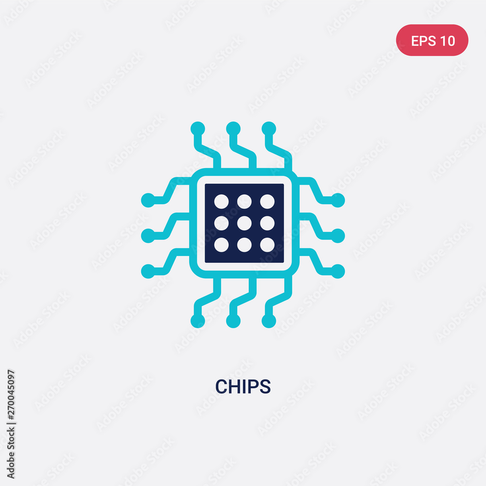 Poster two color chips vector icon from computer concept. isolated blue chips vector sign symbol can be use