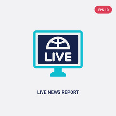 two color live news report vector icon from communications concept. isolated blue live news report vector sign symbol can be use for web, mobile and logo. eps 10