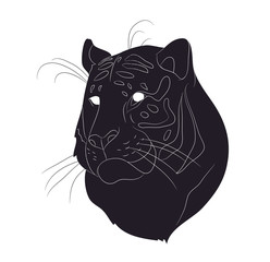 vector illustration portrait tiger drawing silhouette, vector