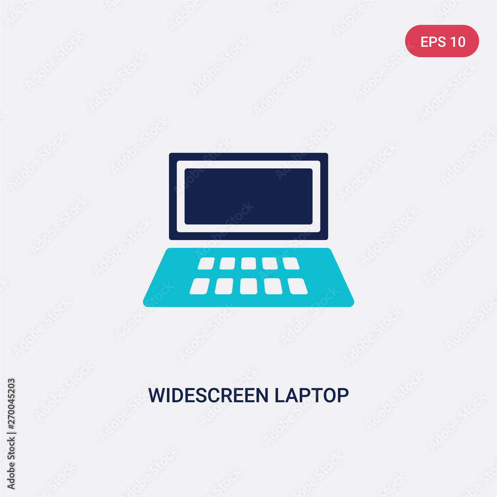 Poster two color widescreen laptop vector icon from computer concept. isolated blue widescreen laptop vecto
