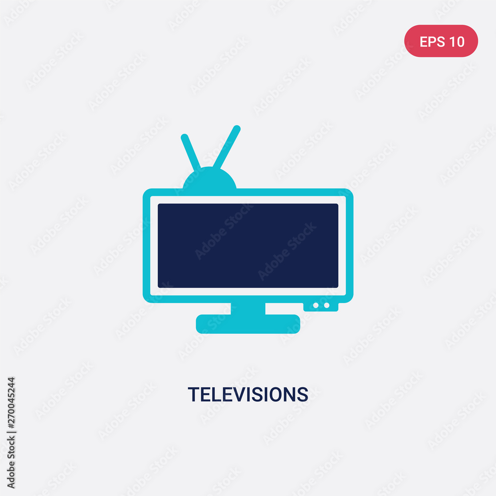 Poster two color televisions vector icon from computer concept. isolated blue televisions vector sign symbo