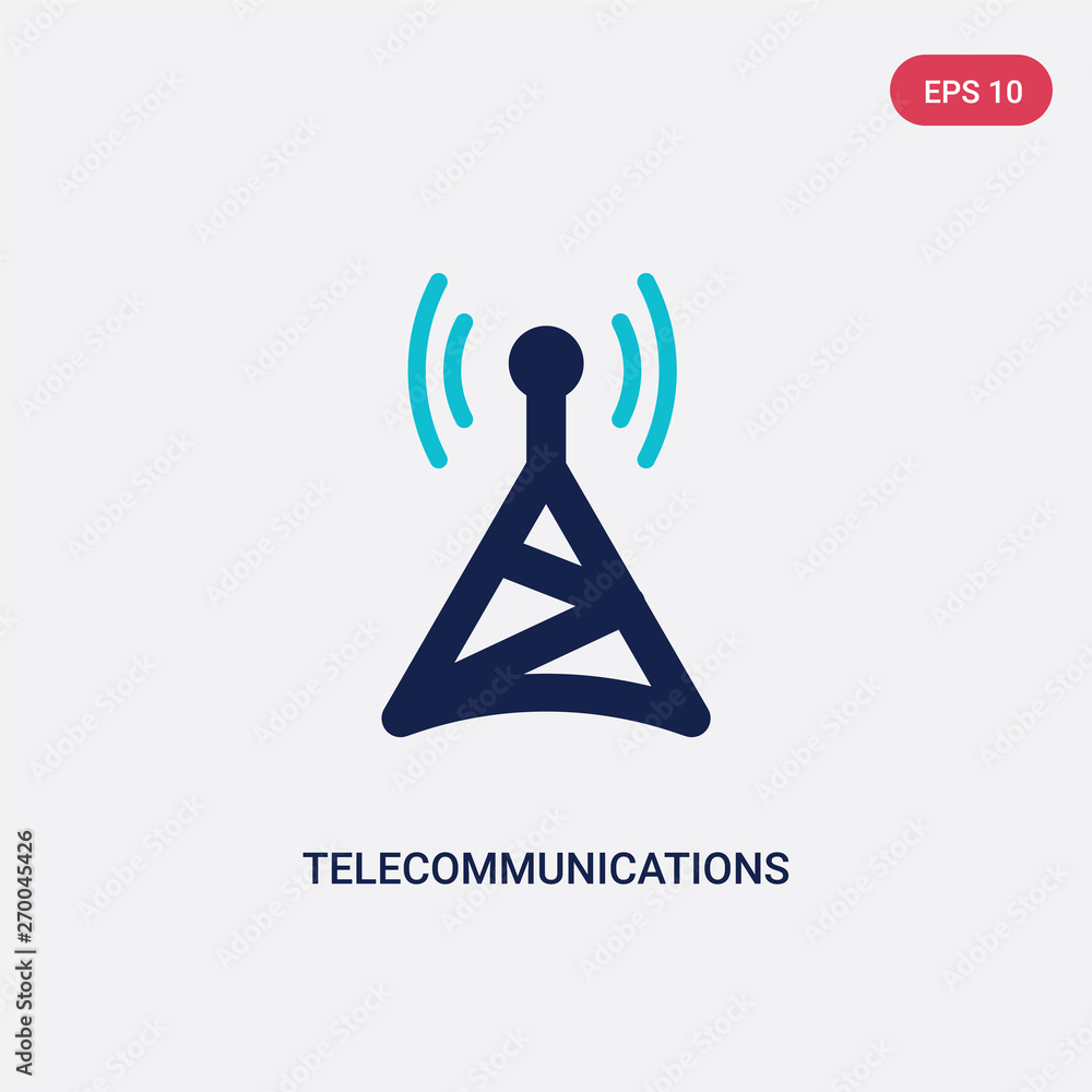 Poster two color telecommunications vector icon from computer concept. isolated blue telecommunications vec