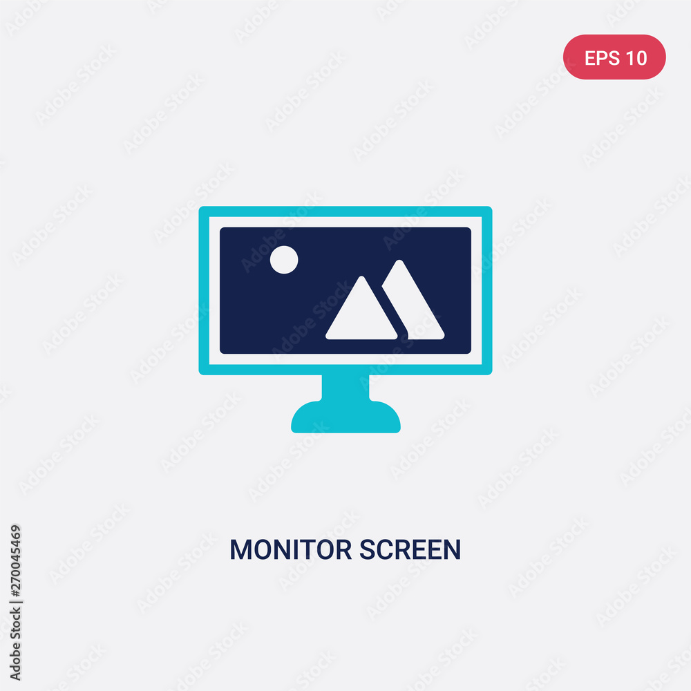 Poster two color monitor screen vector icon from computer concept. isolated blue monitor screen vector sign