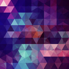 Fototapeta premium Background of purple, blue geometric shapes. Abstract triangle geometrical background. Mosaic pattern. Vector EPS 10. Vector illustration