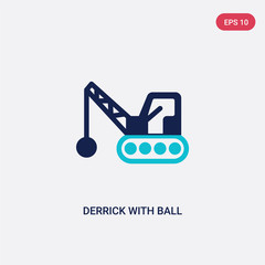 Naklejka premium two color derrick with ball vector icon from construction concept. isolated blue derrick with ball vector sign symbol can be use for web, mobile and logo. eps 10
