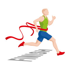 Running men. Running Marathons. Finish. Stock Vector illustration.