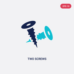 two color two screws vector icon from construction concept. isolated blue two screws vector sign symbol can be use for web, mobile and logo. eps 10