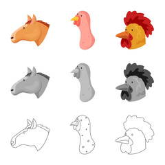 Vector design of agriculture and breeding icon. Collection of agriculture and organic  stock vector illustration.