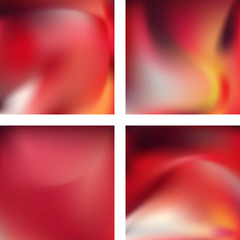 Set with red abstract blurred backgrounds. Vector illustration. Modern geometrical backdrop. Abstract template.