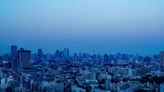 東京中心部・東京タワーのタイムラプス（夕景）
