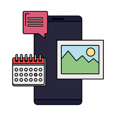 smartphone with calendar and picture