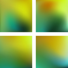 Obraz premium Set with abstract blurred backgrounds. Vector illustration. Modern geometrical backdrop. Abstract template. Yellow, green colors.