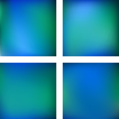 Set with abstract blurred backgrounds. Vector illustration. Modern geometrical backdrop. Abstract template. Blue, green colors.
