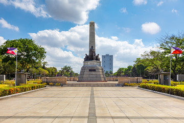 Manila, Philippines - April 5, 2019: rizal park (Luneta) and Rizal Monument - obrazy, fototapety, plakaty