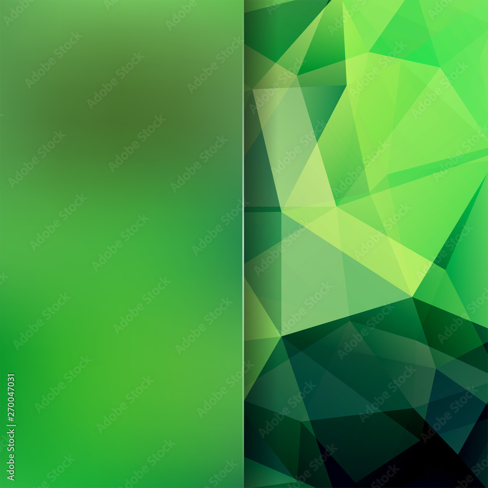 Poster background made of green triangles. square composition with geometric shapes and blur element. eps 1