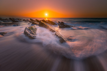 Sunset at Bidart's beach next to Biarritz, Basque Country.