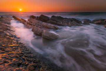 Sunset at Bidart's beach next to Biarritz, Basque Country.