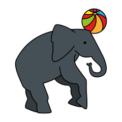 circus elephant playing with balloon