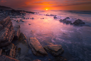 Sunset at Bidart's beach next to Biarritz, Basque Country.
