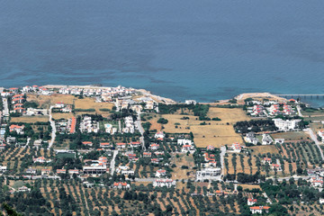 Naklejka premium View of the city on Cyprus and the Mediterranean Sea from above