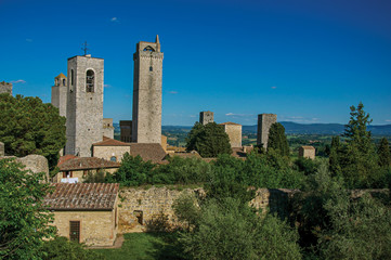 Fototapeta na wymiar View of rooftops and towers at San Gimignano
