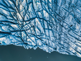 aerial view of glacier from above, ice texture landscape, beautiful nature blue background from...