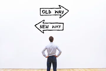 Fotobehang old way vs new way, improvement and change management business concept © Song_about_summer