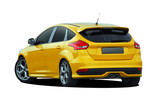 yelow sports hatchback on white background