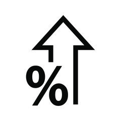 Percent up vector icon, rate increase illustration.