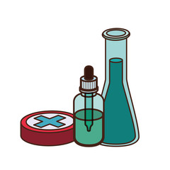 laboratory instruments with medicines in white background
