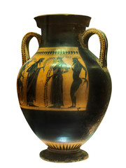 Ancient greek vase isolated on white