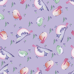 BIRDS SEAMLESS REPEAT PRINT PATTERN TILE