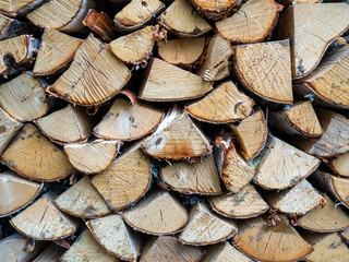 Close-up of stacked firewood