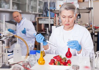 Female scientist checking agricultural products