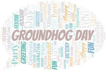Obraz premium Groundhog Day Word Cloud. Wordcloud Made With Text.