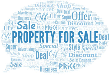 Fototapeta premium Property For Sale Word Cloud. Wordcloud Made With Text.