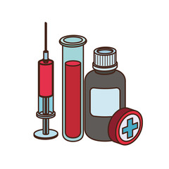 laboratory instruments with medicines in white background