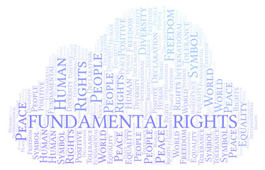 Fundamental Rights word cloud. Wordcloud made with text only.