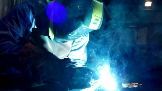Welding With Gas Torch / Welding of steel parts in the metal industry