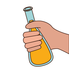 hand with laboratory instruments in white background