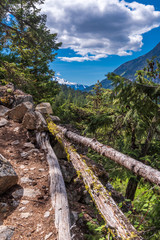 Fototapeta na wymiar View at Mountain Trail in British Columbia, Canada. Mountains Background.