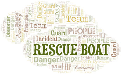Obraz premium Rescue Boat Word Cloud. Wordcloud Made With Text.
