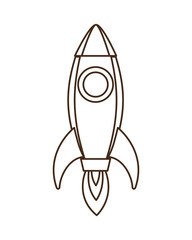 rocket taking off in white background